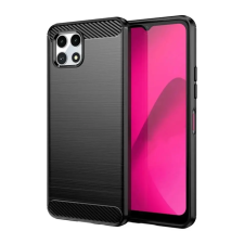 OEM Szilikon telefonvédő (ütésállóság. légpárnás sarok. szálcsiszolt. karbon minta) FEKETE tok és táska