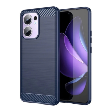 OEM Szilikon telefonvédő (ütésállóság. légpárnás sarok. szálcsiszolt. karbon minta) SÖTÉTKÉK tok és táska