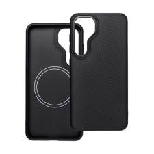 OEM Szilikon telefonvédő (ütésállóság. műanyag hátlap. MagSafe. karbon minta) FEKETE tok és táska