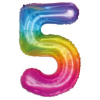 OEM Szivárvány '5' Fólia Lufi - 80 cm, Héliummal és Levegővel Tölthető