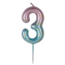 OEM Szülinapi '3' zöldes gyertya / 6 cm party kellék