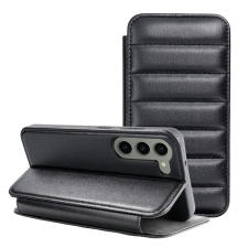 OEM Telefontok Samsung Galaxy S23+ (S23 Plus) - Puffer - fekete mágneses szilikon keretes könyvtok tok és táska