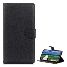 OEM Tok álló. bőr hatású (FLIP. oldalra nyíló. asztali tartó. prémium) FEKETE tok és táska