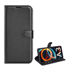 OEM Tok álló. bőr hatású (FLIP. oldalra nyíló. asztali tartó. prémium) FEKETE tok és táska