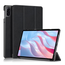 OEM Tok álló. bőr hatású (FLIP. oldalra nyíló. TRIFOLD. asztali tartó) FEKETE tok és táska