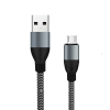 OEM Töltő és adatátviteli kábel, textil bevonattal, USB-mikro USB,1.5 méter, fekete/szürke