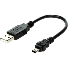 OEM USB A-MINI 5-pin 0,15m, fekete kábel és adapter