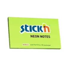 OfficeFox Öntapadó jegyzettömb STICK'N 76x127mm neon zöld 100 lap jegyzettömb