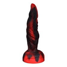 OgazR Hell Dong- tapadótalpas barázdás dildó - 20 cm (fekete-piros) műpénisz, dildó