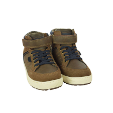 okaidi sötétbarna, műbőr, magas szárú fiú cipő gyerek cipő