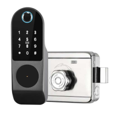  Okos zár, vízálló, nyitás ujjlenyomattal, jelszó, kártya, bluetooth APP, kulcs, külső ajtóhoz zár és alkatrészei