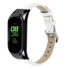 Okosóra szíj - FEHÉR - valódi bőr - Xiaomi Mi Band 7 okosóra kellék