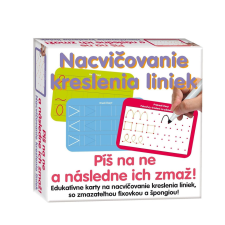 Oktatójáték törölhető tábla vonalak, számok és betűk 16db kreatív és készségfejlesztő