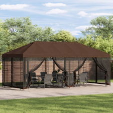  Oldalfalas pavilon 6 x 3 m Barna Poliészter és acél 190 kerti tárolás