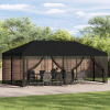 Oldalfalas pavilon 6 x 3 m Fekete Poliészter és acél 190