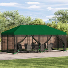  Oldalfalas pavilon 6 x 3 m Zöld Poliészter és acél 190 kerti tárolás