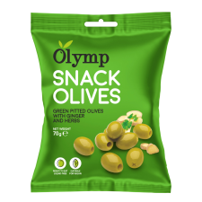 Olymp snack fűszerezett zöld magozott olajbogyó gyömbérrel 70 g konzerv