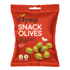 Olymp snack Olymp snack fűszerezett zöld magozott olajbogyó chili paprikával 70 g konzerv