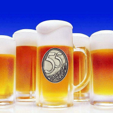 Óncímkés óriás sörös korsó 55 éves sörös pohár