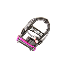 ONGUARD Neon U-lakat, 230x115x13 mm, vázkonzollal, 1200x10 mm-es sodronnyal, fekete-lila kerékpár lakat