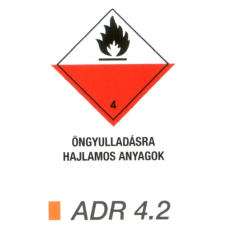 Öngyulladásra hajlamos anyag ADR 4.2 információs címke