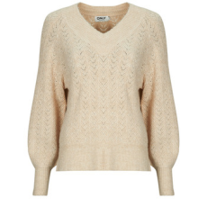 Only Pulóverek ONLLUCILLA LS GLITTER Bézs EU M