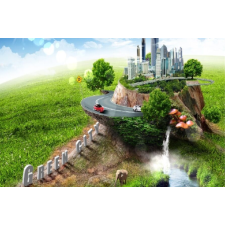  Öntapadó és mosható falfestmény A zöld város, 400 x 250 cm tapéta, díszléc és más dekoráció