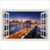  Öntapadó és mosható falfestmény Brooklyn Bridge Window, Manhattan, naplemente, 300 x 200 cm