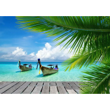  Öntapadó és mosható falfestmény Csónakok pálmafák között, 250 x 200 cm tapéta, díszléc és más dekoráció