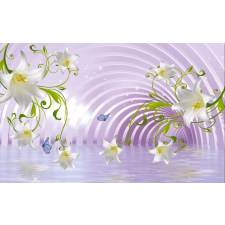  Öntapadó és mosható falfestmény Fehér liliomok és ívek, 300 x 200 cm tapéta, díszléc és más dekoráció