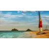  Öntapadó és mosható falfestmény Katamarán a strandon, 350 x 200 cm