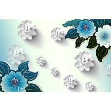  Öntapadó és mosható falfestmény Kék-fehér virágok, 400 x 250 cm tapéta, díszléc és más dekoráció