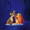  Öntapadó és mosható falfestmény Lady and the Tramp, 300 x 200 cm