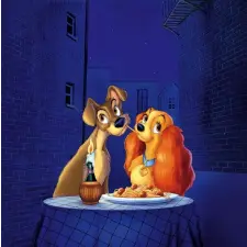  Öntapadó és mosható falfestmény Lady and the Tramp, 300 x 200 cm tapéta, díszléc és más dekoráció