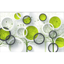  Öntapadó és mosható falfestmény Madarak, fák, körök, 250 x 150 cm tapéta, díszléc és más dekoráció