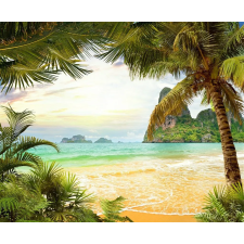  Öntapadó és mosható falfestmény Strand, pálmafák, sziklák, 300 x 250 cm tapéta, díszléc és más dekoráció