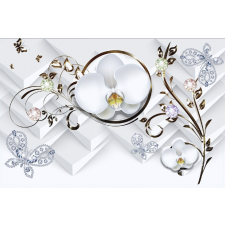  Öntapadó és mosható falikép Orchideák pillangóval, 250 x 150 cm tapéta, díszléc és más dekoráció