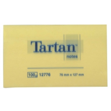  Öntapadó jegyzettömb, 127x76 mm, 100 lap, 12 tömb/cs, TARTAN, sárga jegyzettömb