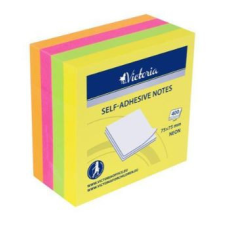  Öntapadó jegyzettömb, 75x75mm, 400lap, VICTORIA, Neon post-it