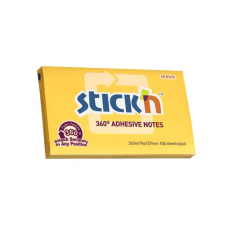 Öntapadó jegyzettömb STICK'N 76x127mm 360°-ban tapadó narancs 100 lap post-it