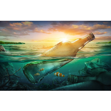  Öntapadó tapéta Összetétel 60 Üveg, hal, óceán, 200 x 150 cm tapéta, díszléc és más dekoráció