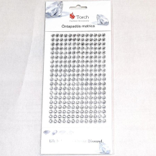  Öntapadós ezüst szinű strasszkő, mérete: 6 mm dekorációs kellék