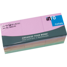 Öntapadós jegyzettömb Info Notes 50x40 mm 12x100 lapos pasztell vegyes színek Harmony post-it
