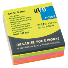 Öntapadós jegyzettömb Info Notes 50x50 mm 240 lapos élénk vegyes színek post-it