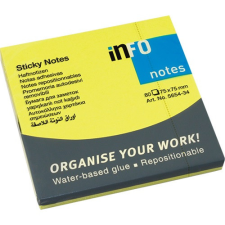 Öntapadós jegyzettömb Info Notes 75x75 mm 80 lapos élénk sárga post-it