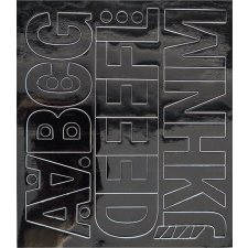 . Öntapadós matrica, 5 cm-es, betűlap, ABC első fele, fekete információs címke