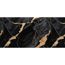  Öntapadós PVC panel, 280 x 60 cm, Fekete-sárgás márvány tapéta, díszléc és más dekoráció