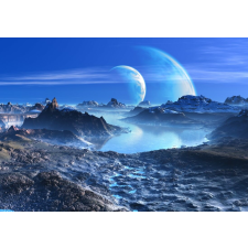  Öntapadós tapéta Bolygók, kék tó, hegyek, 350 x 200 cm tapéta, díszléc és más dekoráció