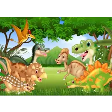  Öntapadós tapéta Dinoszauruszok, dzsungel, gyerekrajzok, 350 x 250 cm tapéta, díszléc és más dekoráció