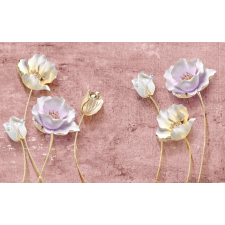  Öntapadós tapéta Fehér és lila virágok, 250 x 200 cm tapéta, díszléc és más dekoráció